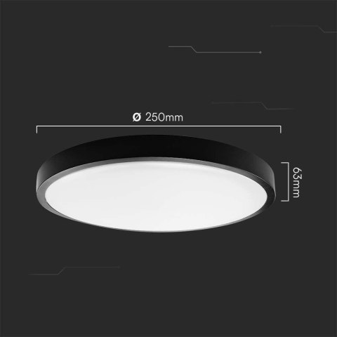 Plafon V-TAC 18W LED Okrągły 25cm Natynkowy IP44 Czarny VT-8618B 4000K 1830lm