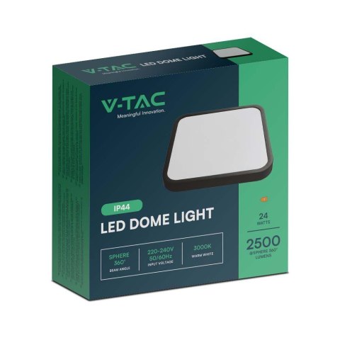 Plafon V-TAC 24W LED Kwadrat 30x30cm Natynkowy IP44 Czarny VT-8624B 6500K 2500lm Plafon V-TAC 24W LED Kwadrat 30x30cm Natynkowy IP44 Czarny VT-8624B 6500K 2500lm