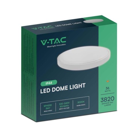 Plafon V-TAC 36W LED Okrągły 35cm Natynkowy IP44 Biały VT-8630 4000K 3820lm