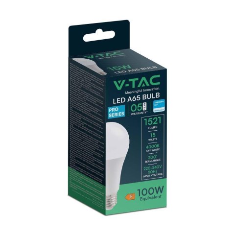 Żarówka LED V-TAC SAMSUNG CHIP 15W E27 A65 VT-21015 6500K 1521lm Żarówka LED V-TAC SAMSUNG CHIP 15W E27 A65 VT-21015 6500K 1521lm