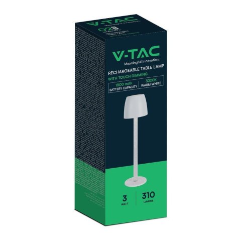 Lampka Biurkowa Nocna V-TAC 3W LED Ładowanie Ściemnianie Biała VT-7576 3000K 310lm