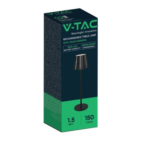 Lampka Biurkowa Nocna V-TAC 4W LED 37cm Ładowanie USB Ściemnianie Czarna VT-1028 3000K-6000K 150lm