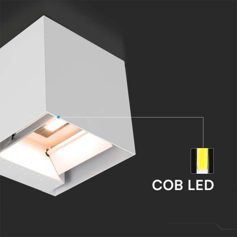 Oprawa Ścienna Solarna V-TAC 9W LED COB Regulowana Biała Kostka 15x15cm IP65 VT-11109 4000K 860lm