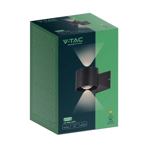 Oprawa Ścienna V-TAC 5W Kinkiet Góra Dół Czarny IP65 VT-1179 4000K 500lm