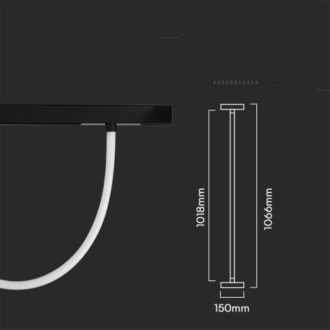 Oprawa Szynosystem SMART 48V V-TAC 11W LED CCT 30st SMART 100cm WiFi TRACKLIGHT Czarna VT-42112 2700K-6400K 1270lm 3 Lata Gwaran