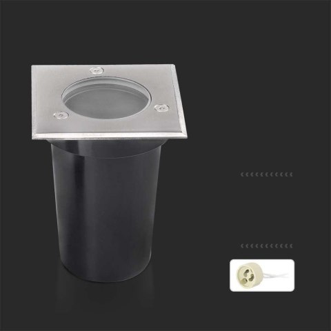 Oprawa Gruntowa Ogrodowa Najazdowa Kwadrat Stal Szczotkowana GU10 IP67 V-TAC VT-1127 Oprawa Gruntowa Ogrodowa Najazdowa Kwadrat Stal Szczotkowana GU10 IP67 V-TAC VT-1127