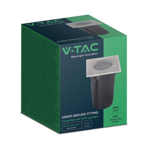 Oprawa Gruntowa Ogrodowa Najazdowa Kwadrat Stal Szczotkowana GU10 IP67 V-TAC VT-1127 Oprawa Gruntowa Ogrodowa Najazdowa Kwadrat Stal Szczotkowana GU10 IP67 V-TAC VT-1127
