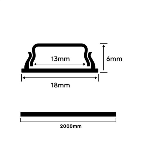 Profil Aluminiowy V-TAC 2mb Anodowany Do taśm LED ELASTYCZNY GIĘTKI 18x6mm VT-8138