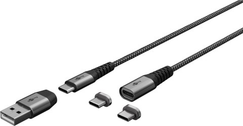Kabel magnetyczny 2.0 2w1 Goobay 2xUSB-C 1xUSB-A Kabel magnetyczny 2.0 2w1 Goobay 2xUSB-C 1xUSB-A