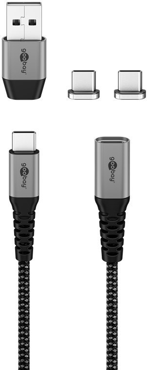 Kabel magnetyczny 2.0 2w1 Goobay 2xUSB-C 1xUSB-A