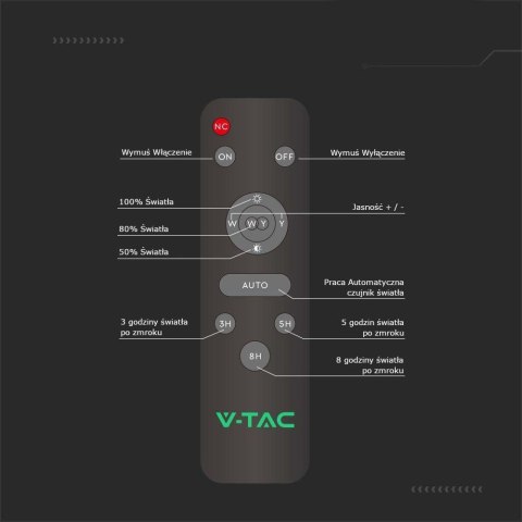 Oprawa Uliczna LED Solarna V-TAC BRIDGELUX CHIP IP65 Pilot LiFePO4 Panel 60W VT-15200ST 4000K 3000lm