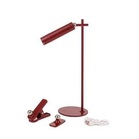 Lampka Biurkowa V-TAC 4w1 37cm Kinkiet Klips Latarka 3W LED Czerwona VT-7413 4000K 300lm