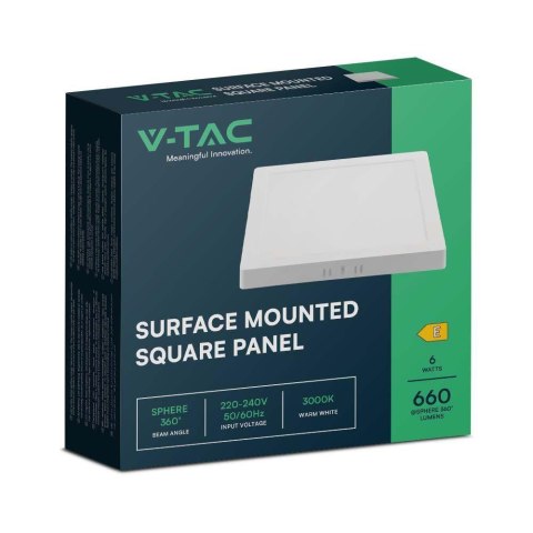 Panel LED V-TAC Natynkowy Premium Downlight 6W Kwadrat 120x120 VT-60006 4000K 660lm