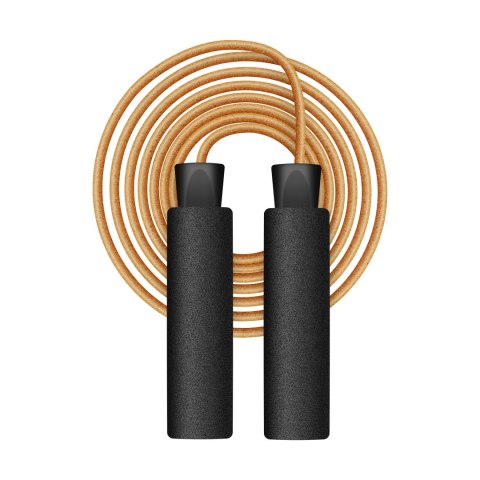 Skakanka bokserska skórzana z rączką z pianki i metalowym łożyskiem 280cm regulowana, REBEL ACTIVE