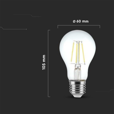 Żarówka LED Filament V-TAC 4W E27 A60 3xKlik Ściemnialna VT-2504 3000K 400lm Żarówka LED Filament V-TAC 4W E27 A60 3xKlik Ściemnialna VT-2504 3000K 400lm