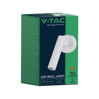 Oprawa LED V-TAC 2W Kinkiet Hotel Łóżko Biały VT-412 3000K 150lm