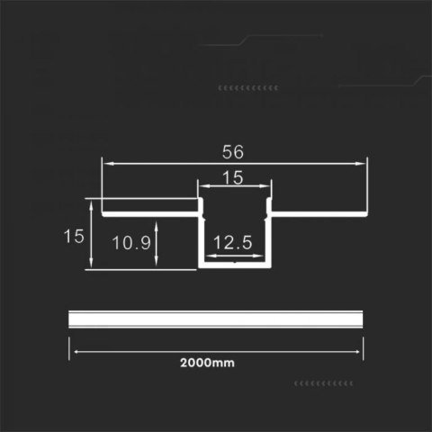 Profil Aluminiowy V-TAC 2mb Anodowany, Klosz Mleczny, Do gipsowania 12,5mm VT-8201 Profil Aluminiowy V-TAC 2mb Anodowany, Klosz Mleczny, Do gipsowania 12,5mm VT-8201