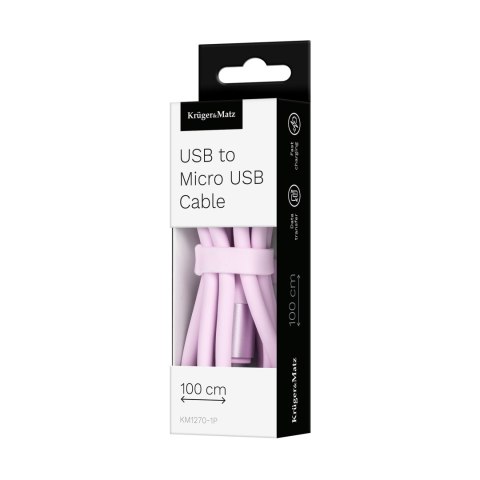 Kabel USB - microUSB 1 m silikonowy różowy Kruger&Matz Basic Kabel USB - microUSB 1 m silikonowy różowy Kruger&Matz Basic