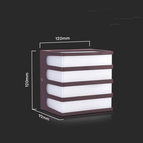 Oprawa Ścienna Ogrodowa V-TAC 8W LED IP65 120x120 Brązowa VT-732 3000K 750lm Oprawa Ścienna Ogrodowa V-TAC 8W LED IP65 120x120 Brązowa VT-732 3000K 750lm