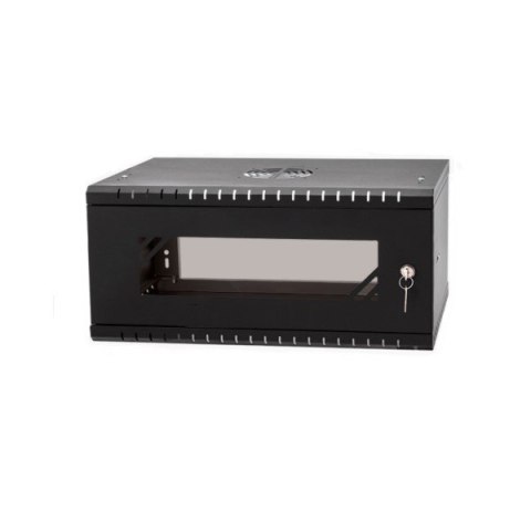 Szafa rack 19" 4U wisząca 450mm RAL9004 drzwi szk Szafa rack 19" 4U wisząca 450mm RAL9004 drzwi szk