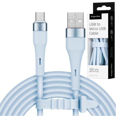 Kabel USB - microUSB 1 m silikonowy niebieski Kruger&Matz Basic