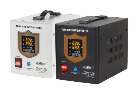 Zasilacz awaryjny KEMOT PROsinus-500 przetwornica z czystym przebiegiem sinusoidalnym i funkcją ładowania 12V 230V 500VA/300W