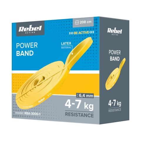 Guma do ćwiczeń lateksowa - Power Band PL-1, żółta 4-7 kg REBEL ACTIVE