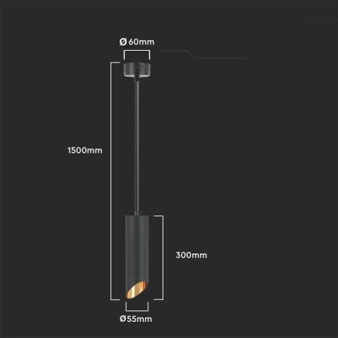 Oprawa Zwieszana V-TAC GU10 GU10 Czarny+Złoty 55x300mm VT-975-300 3 Lata Gwarancji