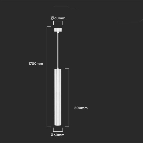 Oprawa Zwieszana V-TAC GU10 GU10 Satynowe Aluminium 60x500mm VT-976-500-W 3 Lata Gwarancji