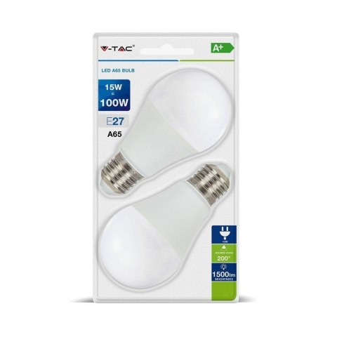 Żarówka LED V-TAC 15W E27 A60 (Blister 2szt) VT-2117-B 2700K 1500lm Żarówka LED V-TAC 15W E27 A60 (Blister 2szt) VT-2117-B 2700K 1500lm