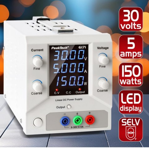 Zasilacz laboratoryjny 30V 5A PeakTech 6171 Zasilacz laboratoryjny 30V 5A PeakTech 6171
