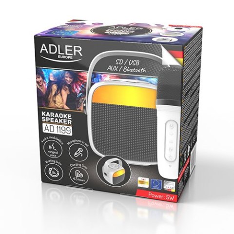 Adler Głośnik do karaoke z mikrofonem - SD/USB/AUX/Bluetooth