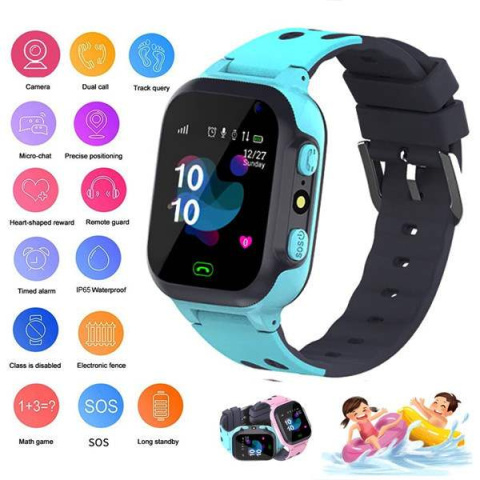 Zegarek smartwatch DK01 niebieski dla dzieci kids Gps tracking Denmen