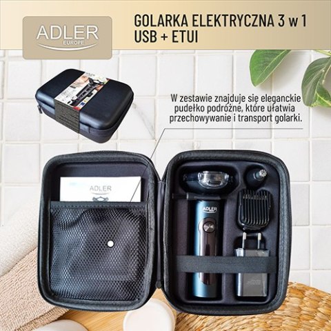 Adler Golarka elektryczna 3 w 1 - USB + Etui