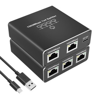 Rozdzielacz Ethernet RJ45 1 do 4 SP-SG104 Gigabit SPACETRONIK