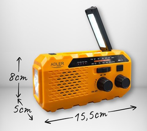 Adler Radio solarne z korbką ręczną