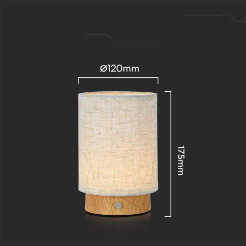 Lampka Biurkowa Nocna V-TAC 3W LED 17,5cm Ładowanie Ściemnianie Drewno VT-7569 3000K 110lm
