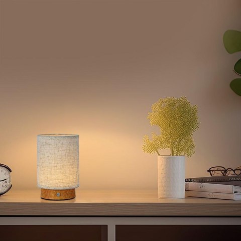 Lampka Biurkowa Nocna V-TAC 3W LED 17,5cm Ładowanie Ściemnianie Drewno VT-7569 3000K 110lm