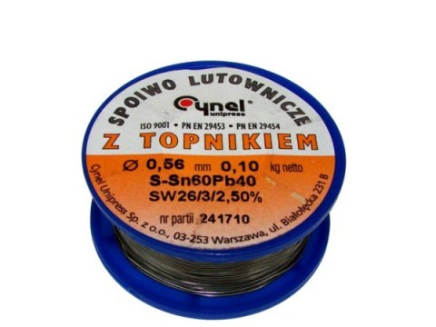 Cyna 0,56/100g Sn60Pb40 z topnikiem Cynel Cyna 0,56/100g Sn60Pb40 z topnikiem Cynel