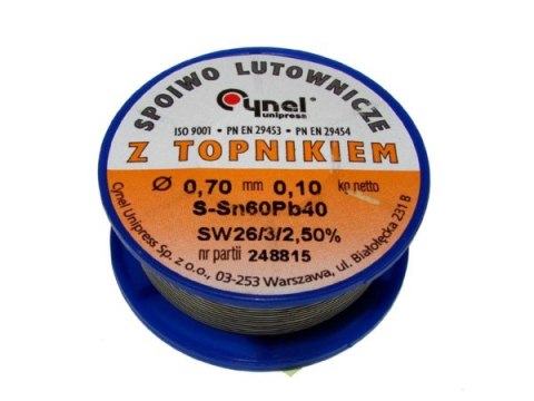 Cyna 0,70/100g Sn60Pb40 z topnikiem Cynel Cyna 0,70/100g Sn60Pb40 z topnikiem Cynel