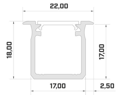 Profil LED wpuszczany 18mm 1mb anodowany Profil LED wpuszczany 18mm 1mb anodowany