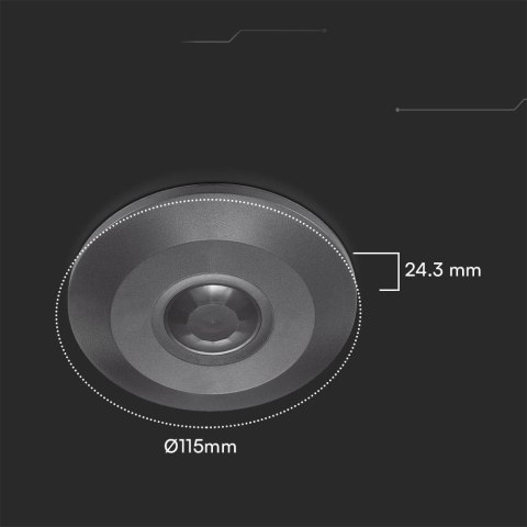 Czujnik Ruchu 360st V-TAC Natynkowy Sufitowy SLIM 24mm Czarny FULL BLACK V-TAC VT-8027 Czujnik Ruchu 360st V-TAC Natynkowy Sufitowy SLIM 24mm Czarny FULL BLACK V-TAC VT-8027