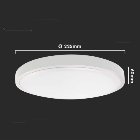 Plafon V-TAC 18W LED Okrągły IP44 Czujnik Ruchu Mikrofalowy 23cm Biały VT-8618S-W-RD 6500K 1800lm