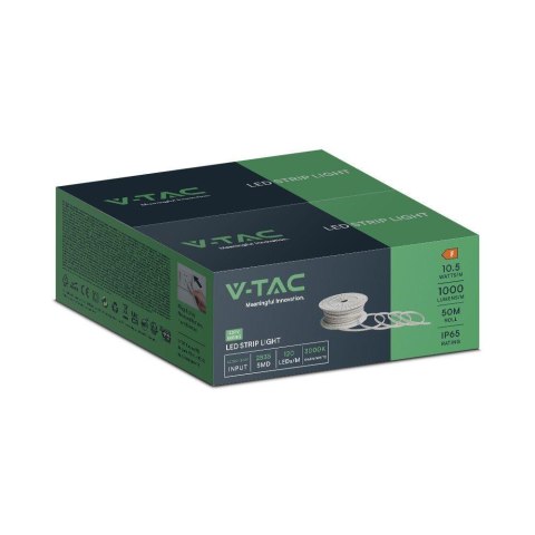 Taśma LED 230V V-TAC RĘKAW IP65 120LED/m 10,5W/m Rolka 50mb VT-2835 121-50M 4000K 1000lm Taśma LED 230V V-TAC RĘKAW IP65 120LED/m 10,5W/m Rolka 50mb VT-2835 121-50M 4000K 1000lm