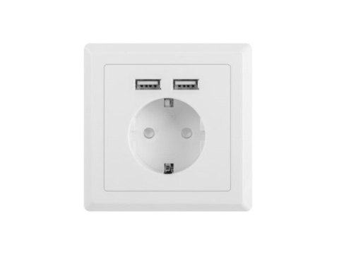 Gniazdo zasilające 230V podtynkowe Uni-schuko + 2x Gniazdo zasilające 230V podtynkowe Uni-schuko + 2x