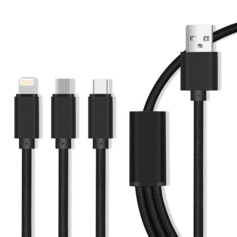 Kabel USB wtyk A- 3w1 Micro USB/ Type-C/ 8-PIN Fas Kabel USB wtyk A- 3w1 Micro USB/ Type-C/ 8-PIN Fas