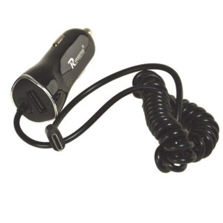 Ładowarka samochodowa USB Type-C + gn. USB ---