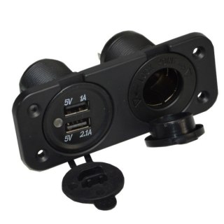 Ładowarka samochodowa montażowa 2x USB 12/24V --