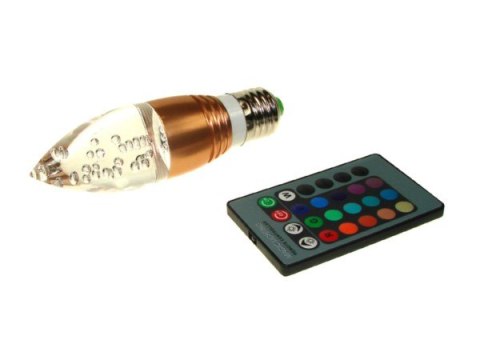 Żarówka LED Offa E27 3W RGB z pilotem miedziana- Żarówka LED Offa E27 3W RGB z pilotem miedziana-