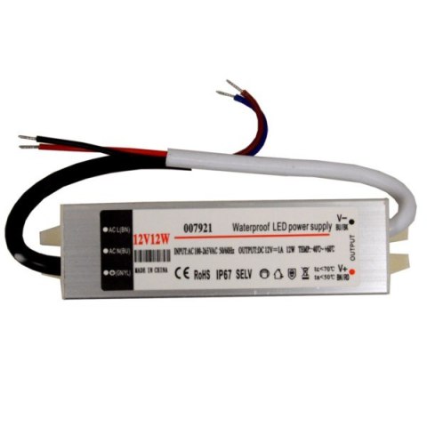 Zasilacz LED 12V 12W napięciowy IP67 aluminium